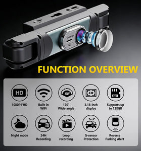 4-Channel Simultaneous Recording Car Dashcam 360 Monitoring 1080P FHD WiFi Parking Assistance Night Vision Loop Recording Wide-Angle Car DVR Camera C313