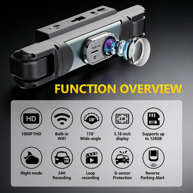 4-Channel Simultaneous Recording Car Dashcam 360 Monitoring 1080P FHD WiFi Parking Assistance Night Vision Loop Recording Wide-Angle Car DVR Camera C313