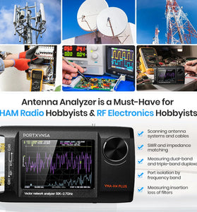 PORTXVNSA NanoVNA-H4 PLUS Vector Network Analyzer Upgrade 2.7GHz 4 Inch IPS LCD Touch Screen Portable Handheld Professional Antenna Analyzer