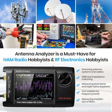 PORTXVNSA NanoVNA-H4 PLUS Vector Network Analyzer Upgrade 2.7GHz 4 Inch IPS LCD Touch Screen Portable Handheld Professional Antenna Analyzer