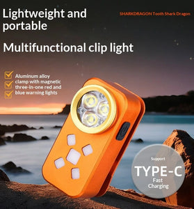 BIKIGHT Multifunctional Dual-source EDC Flashlight with Magnetic Clip Waterproof USB Type-C Rechargeable Clip-on Light Portable Mini Torch for Camping Emergency