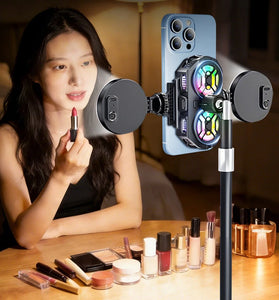 RS17 15W Dual Core AI Phone Cooler Semiconductor Gaming Cooler with RGB 3 Speed Digital Display for 69-100mm Phone Live Streaming Accessory