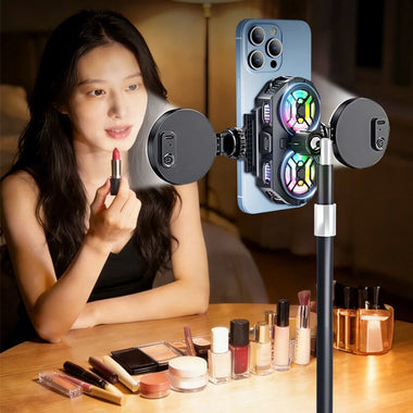 RS17 15W Dual Core AI Phone Cooler Semiconductor Gaming Cooler with RGB 3 Speed Digital Display for 69-100mm Phone Live Streaming Accessory