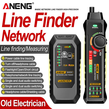 ANENG M469C Network Line Finder RJ11 RJ45 Cable Tracer 9V Battery Flashlight Auto Shutdown Low Voltage Alert