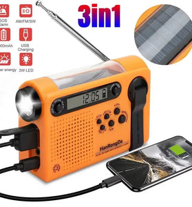 HanRongDa HRD-900 Emergency Radio AM FM SW Solar Hand Crank NOAA Weather Alert 2000mAh Power Bank Flashlight SOS Alarm Portable Survival Gear for Outdoor Camping Emergency Preparedness