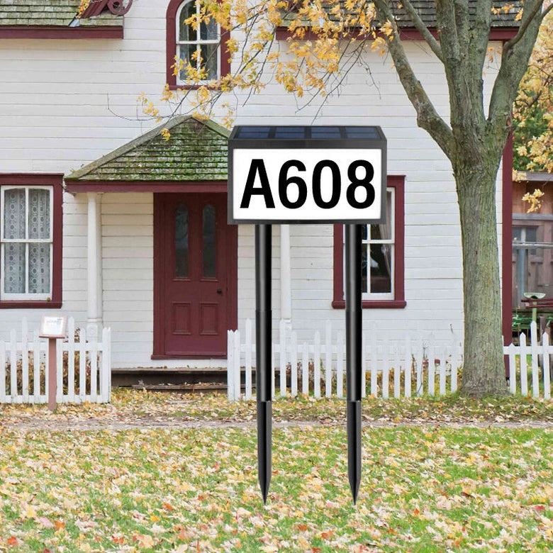 Solar Door Number Light Outdoor Wall-Mounted Ground Plug Road Sign Sensor Light LED House Number Address Indicator