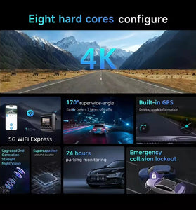 SJCAM M60 Dash Camera Front Rear Dual Lens 4K Ultra Clear Night Shooting DVR Driving 360 Panoramic Shooting Car Driving Recorder