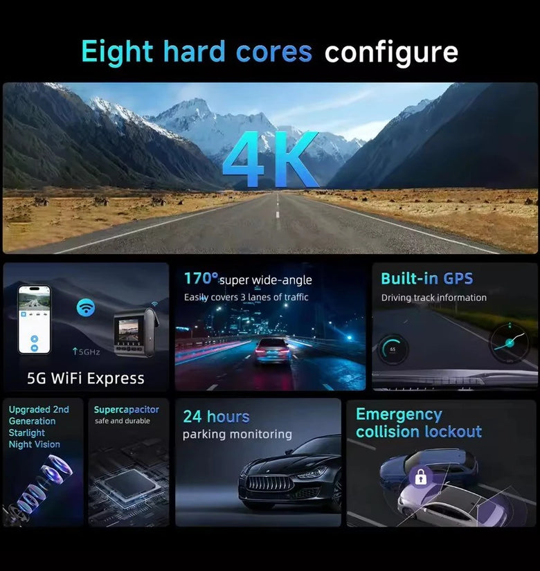 SJCAM M60 Dash Camera Front Rear Dual Lens 4K Ultra Clear Night Shooting DVR Driving 360 Panoramic Shooting Car Driving Recorder