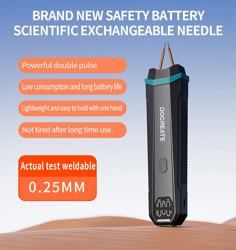 DOCREATE HU-10CL Portable Handheld Spot Welder 3360W Double Pulse Welding Machine Weldable 0.25mm for 18650 Battery Pack DIY Tool