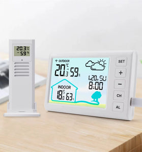 TS-FT006 Indoor Digital Thermometer and Hygrometer Mini LCD Wall Wireless Multifunctional Mini Clock with Humidity Weather Station