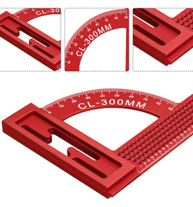 JIGHOLE CL-300MM T Type Multi-Angle Ruler Square Measuring Ruler Aluminum Alloy Woodworking Measuring Tool