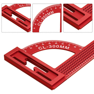 JIGHOLE CL-300MM T Type Multi-Angle Ruler Square Measuring Ruler Aluminum Alloy Woodworking Measuring Tool