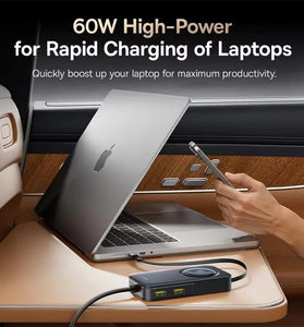 Baseus PrimeTrip VW1 105W 6-Port USB PD Car Charger with Retractable Cable 3USB-A+3USB-C Support PD3.0 QC3.0 PPS SCP AFC  Fast Charging for iPhone 16 16 Pro 15 14 13 for Xiaomi 15pro for Samsung Galaxy S25 Ultra