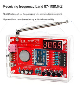Digital FM Radio DIY Kit RDA5807 Receiver 87-108MHz with Adjustable Volume Memory Function