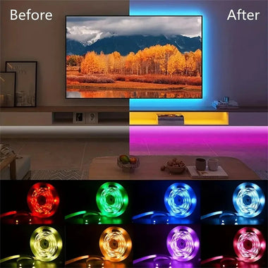 Elfeland RGB Bluetooth LED Light Strip Smart Atmosphere Light Indoor 24V EU Plug With 44-Key Remote Control for TV Wall Computer Room Bedroom