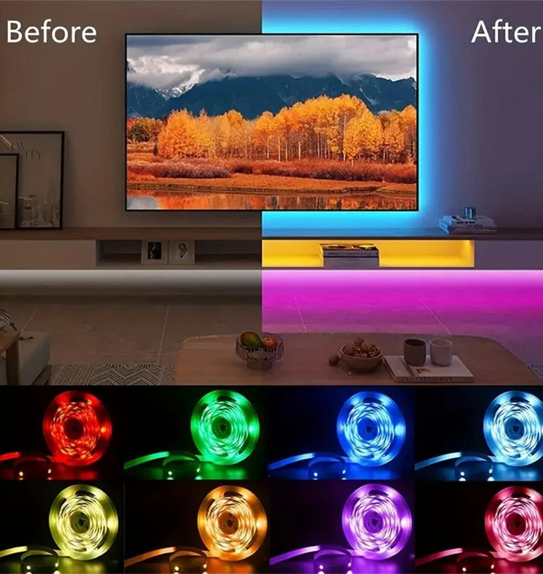 Elfeland RGB Bluetooth LED Light Strip Smart Atmosphere Light Indoor 24V EU Plug With 44-Key Remote Control for TV Wall Computer Room Bedroom