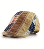 Collrown British Style Men's Beret Cap with Stitching Plaid Pattern Vintage Peaked Cap for Autumn Winter Mens Flat Hat Newsboy Cap