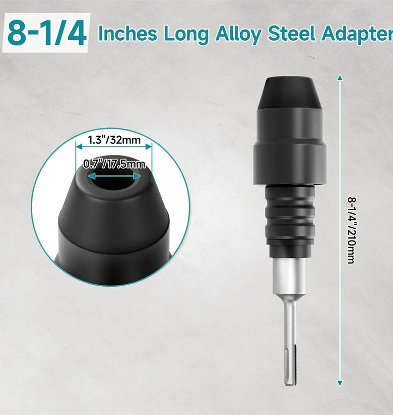 SDS Plus to SDS Max Rotary Hammer Drill Adapter 210mm High-Quality Alloy Steel Impact Drill Converter Wide Application Brick Stone Concrete Tile