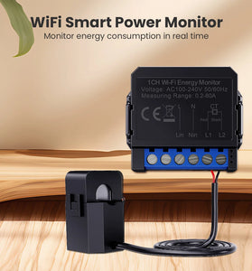 80A Current Tuya WiFi/Zigbe  Energy Monitor Transformer Clamp KWh 1CH 2CH Electricity Power Meter Smart Life APP for Alexa Google Home