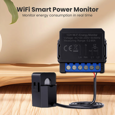 80A Current Tuya WiFi/Zigbe  Energy Monitor Transformer Clamp KWh 1CH 2CH Electricity Power Meter Smart Life APP for Alexa Google Home