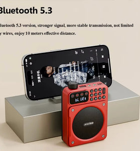 Amoi X03 Mini Digital FM Radio Wireless bluetooth Speaker with Knob Dual Magnetic Speakers 1200mAh Battery Support TF Card USB Disk 3.5mm Wired Playback Portable Speakers