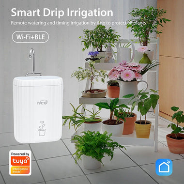 NEO WiFi Smart Drip Irrigation Kit for 10 Potted Plants Automatic Plant Waterer App Control Timer Function Water Shortage Power Alert Remote Control