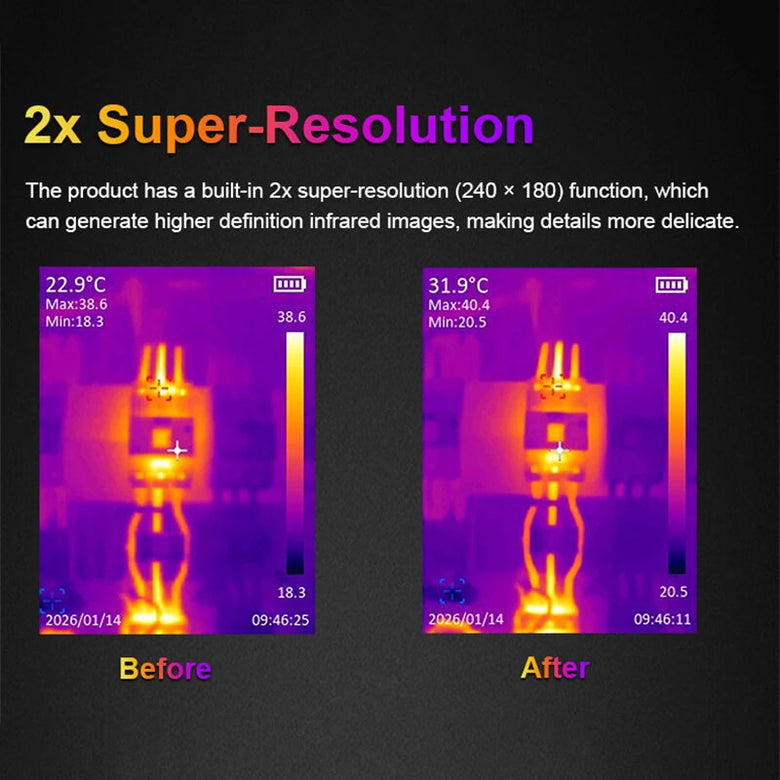 UNI-T UTi120S+ Thermal Imager 240x180 Super Resolution Industrial Infrared Camera -20C to 550C with PC Software 25Hz for HVAC PCB Inspection