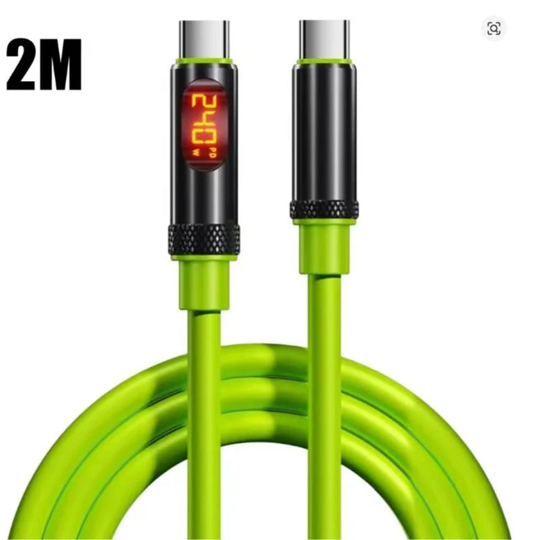 240W High-Speed USB Type C to Type C Charging Cable with LED Display for Car Quick Charge
