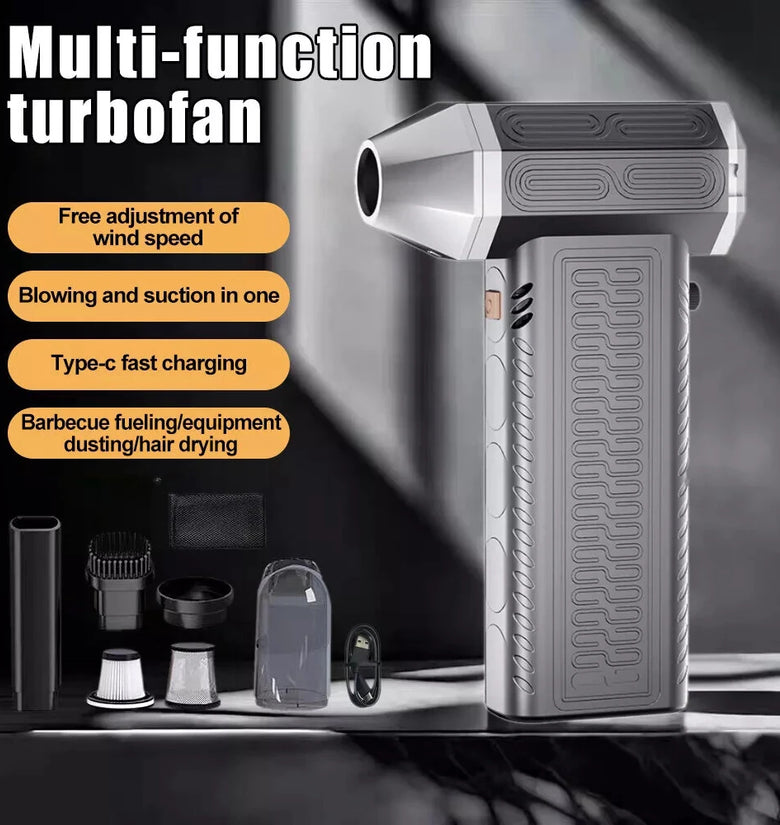 130000RPM  2 In 1 Mini Blower Fan Turbo Jet Fan Brushless Motor Handheld Duct Fan Electric Air Duster Speed Adjustable Cordless Jet Dry Air Blower
