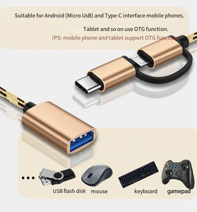2in1 OTG Adapter USB3.0 to Type-C/Micro USB Adapter Converter for Mouse Keyboard Gamepad