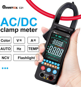 MUSTOOL C21 AC/DC Current Voltage Digital Clamp Meter Large Color Screen NCV 6000 Counts True RMS Automatic Measurement Smart Digital Multimeter