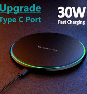 30W Wireless Charger Fast Wireless Charging Pad for Smart Phones for iPhone 16 15 14 13 Pro for Huawei Nova Flip for Xiaomi Civi 4 Pro for Airpods for Tablet