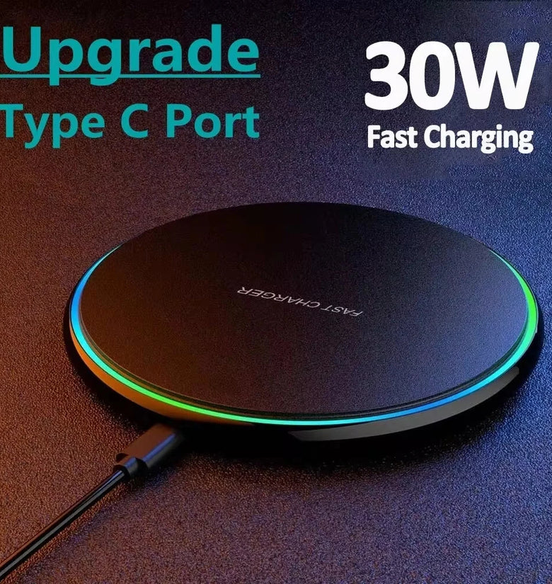 30W Wireless Charger Fast Wireless Charging Pad for Smart Phones for iPhone 16 15 14 13 Pro for Huawei Nova Flip for Xiaomi Civi 4 Pro for Airpods for Tablet