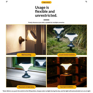 Elfeland Martini Solar Lamp Outdoors Waterproof Garden Light Monocrystalline Panel Automatic on/off Solar Powered Landscape Lighting