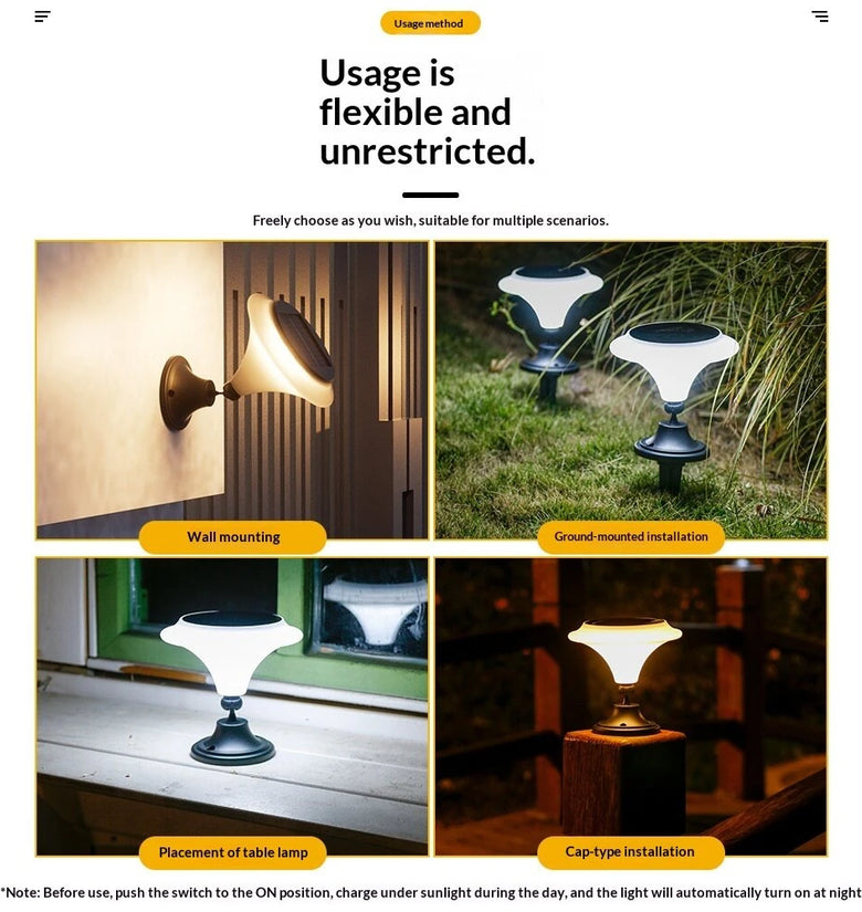 Elfeland Martini Solar Lamp Outdoors Waterproof Garden Light Monocrystalline Panel Automatic on/off Solar Powered Landscape Lighting