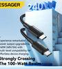 ESSAGER ES-X45 5A 240W Type-C to Type-C Cable PD3.1 Fast Charging Data Transmission Copper Core Line 1M/2M Long for iPhone 15 15 Plus for Samsung Galaxy Z Flip6 for Huawei Nova Flip