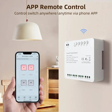 Tuya WiFi Smart 4 Channel RF Momentary Inching Relay Self-Lock Switch Module DIY WiFi Garage Door Controller Voice Control with Alexa Google Home