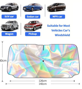 Car Sunshade Laser Umbrella Windsreen Sun Visor Colorful UPF 200 Plus Foldable Front Windshield Sunshade  Sun Protection Cooling