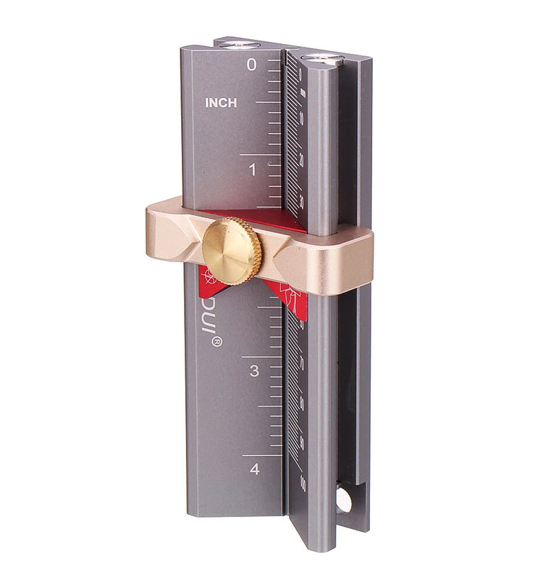 HONGDUI 3 In 1 Multifunction Measuring Gauge Drill Depth Gauge Drill Stop Measure and Drill Point Angle Gauge Grinding Gage and Table Saw Height Gauge Woodworking Tool