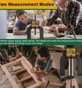 Digital Vernier Caliper 0-80mm Depth Gauge Aluminum Alloy Magnetic Base LCD Display Height Measurement 3 Units Mode Auto Power Off Woodworking Tool