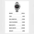 CRRJU Men's Quartz Chronograph Watch Stainless Steel Strap Waterproof Large Dial Luminous Sport Wristwatch with Date Function