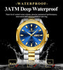 POEDAGAR Fashion Waterproof Business Quartz Watch Calendar Week Luminous Stainless Steel Strap Men Wristwatch