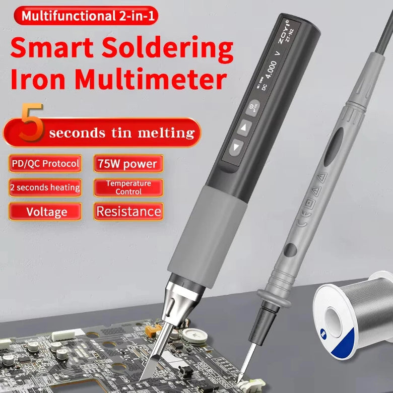 ZOYI N2 Smart Soldering Iron Multimeter 75W High Power Adjustable Temperature OLED Display Type C Fast Charging Professional Tool