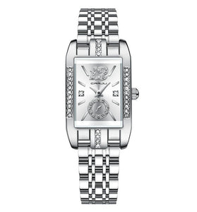 CRRJU Women's Quartz Watch Elegant Rhinestone Rectangular Dial Waterproof Stainless Steel Strap Luminous Design Perfect for Business and Fashion Use Stylish Women Watch Ideal for Everyday Wear