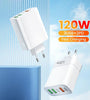 120W 5-Port USB PD Charger 3USB-A+2USB-C PD QC3.0 Fast Charging Wall Charger Adapter EU Plug for iPhone 16 Pro 15 14 13 Pro Max for Huawei Mate XT for Xiaomi MIX Fold4 for Samsung Galaxy Z Flip6