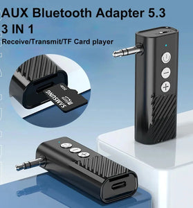 D28 3 in 1 bluetooth Transmitter Receiver 3.5mm Audio AUX Adapter Supports TF Card Hand-Free Call for Car Speaker