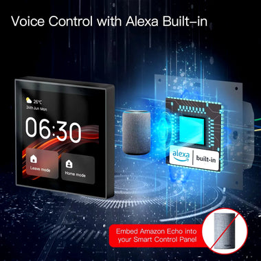Tuya Wifi 4-inch Smart Touch Screen Center Control Panel Voice Control with Built-in Alexa ZigBe Gateway Built-in for Multiple Intelligent Scenes Linux System