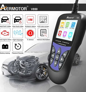 Aermotor V850 Car OBD2 Scanner Multi-languages Check Engine Auto Diagnostic Tool Same as KW85/ELM327 Full OBD 2 Function