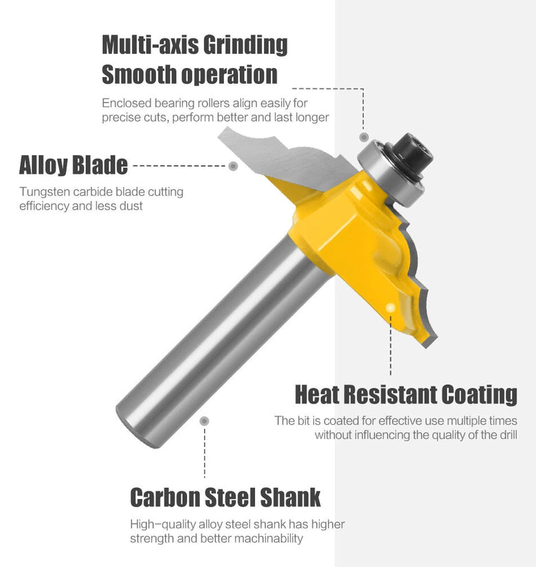 4PCS 8mm Shank Roman Ogee Edge Forming Router Bit Set Classical and Bead Molding and Edging Router Bit 25.4mm/31.7mm/38mm/50mm Cutting Dia