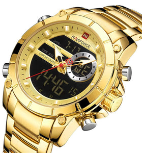 NAVIFORCE Luxury Men's Quartz Watch Dual Display Waterproof Sports Wristwatch Luminous Design Stylish